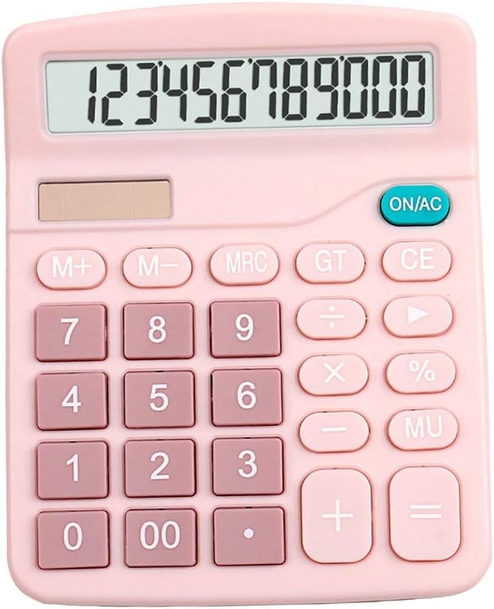 A1DFDFGOQSFG Release 12 Digits Electronic Calculator Large Screen Desktop Calculators Home Office School Calculators Financial Accounting Tools (Pink) (Pink)