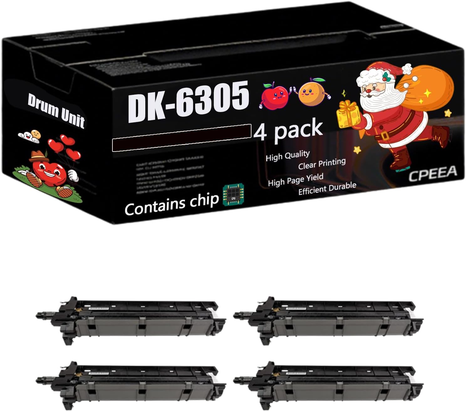 Compatible for Kyocera DK-6305 Drum Unit Work for Kyocera TASKalfa 3500i 4500i 5500i Printers, with Chip, High Yield 400000 Pages, Clear Printing (4 Pack Black)