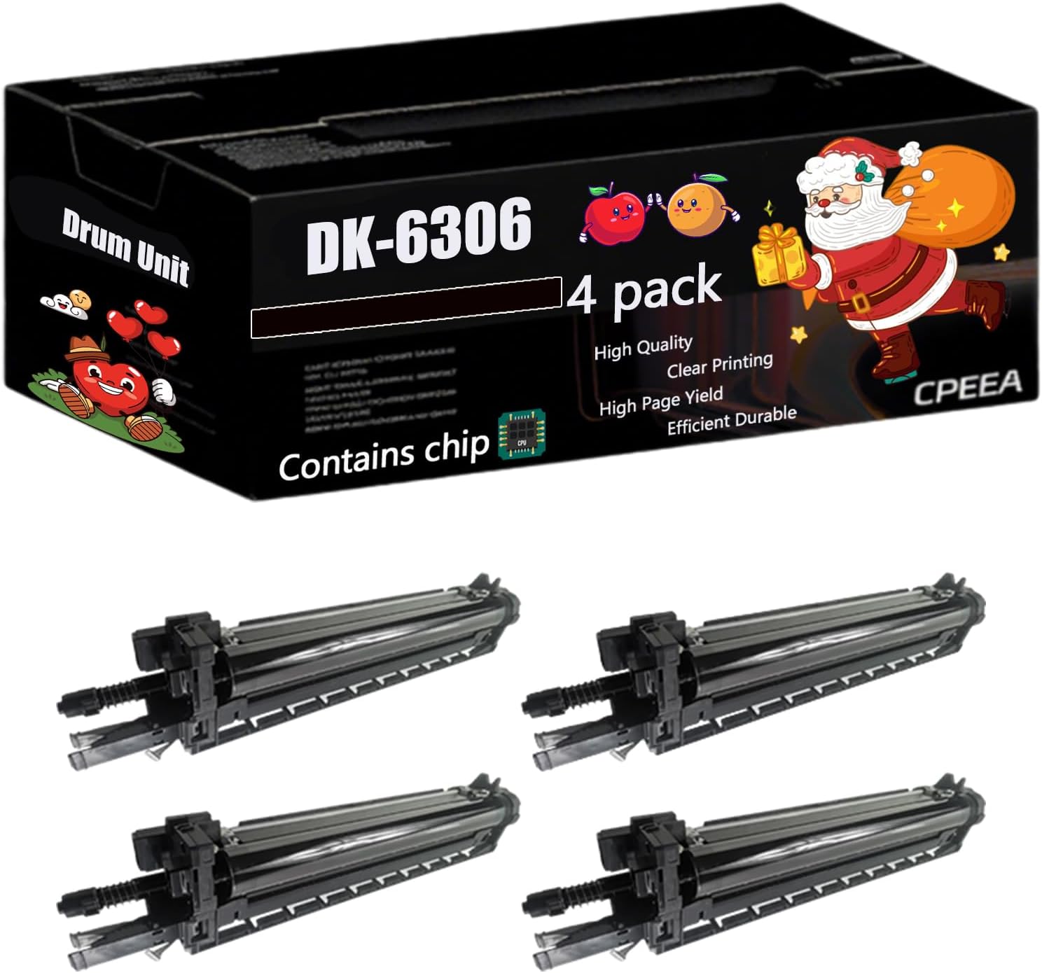 Compatible for Kyocera DK-6306 Drum Unit Work for Kyocera Copystar CS3501i CS4501i CS5501i Printers, with Chip, High Yield 400000 Pages, Clear Printing (4 Pack Black)