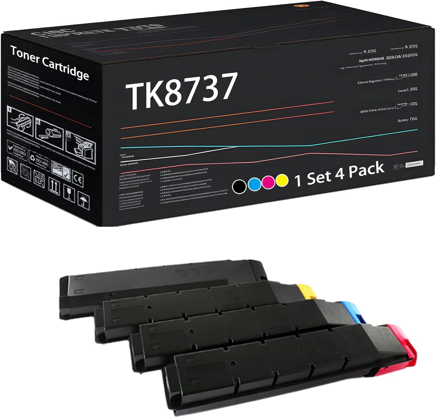 UVUMB TK8737 Toner Cartridge Compatible for Kyocera TASKalfa 7353ci 8052ci 8353ci CS7052ci CS8052ci Printers, with Chip, High Yield 85000 Pages, High-Definition Printing (Multicolor)