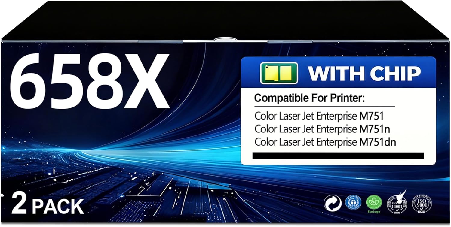 BERRYSKY 658X High Yield Toner Cartridge 2 Black Compatible HP 658A 658X Toner Replacement for Color Laser Jet Enterprise M751 M751n M751dn Printer | W2000X