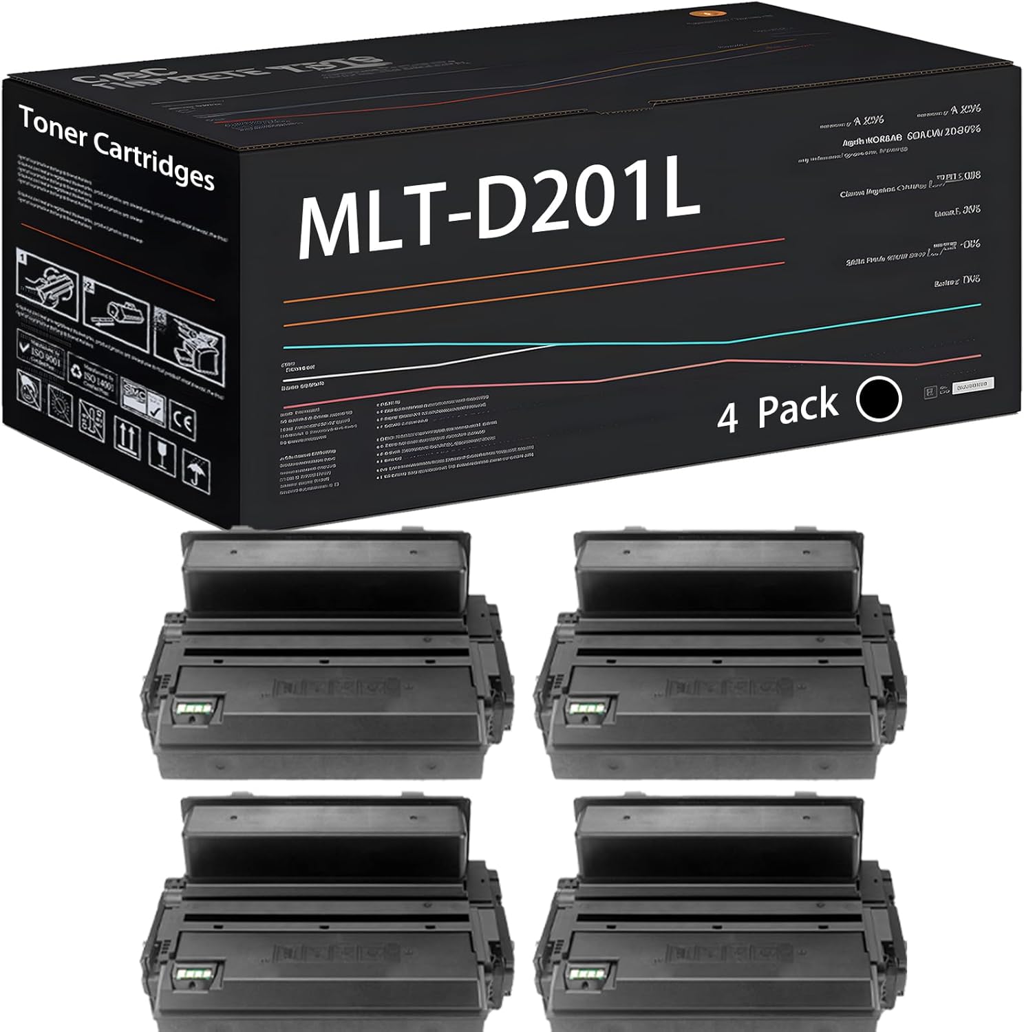 UVUMB Compatible with Samsung MLT-D201L Toner Cartridges Work for Samsung ProXpress M4030ND M4080FX Printers, with Chip, High Yield 20000 Pages, High-Definition Printing (4 Pack Black)