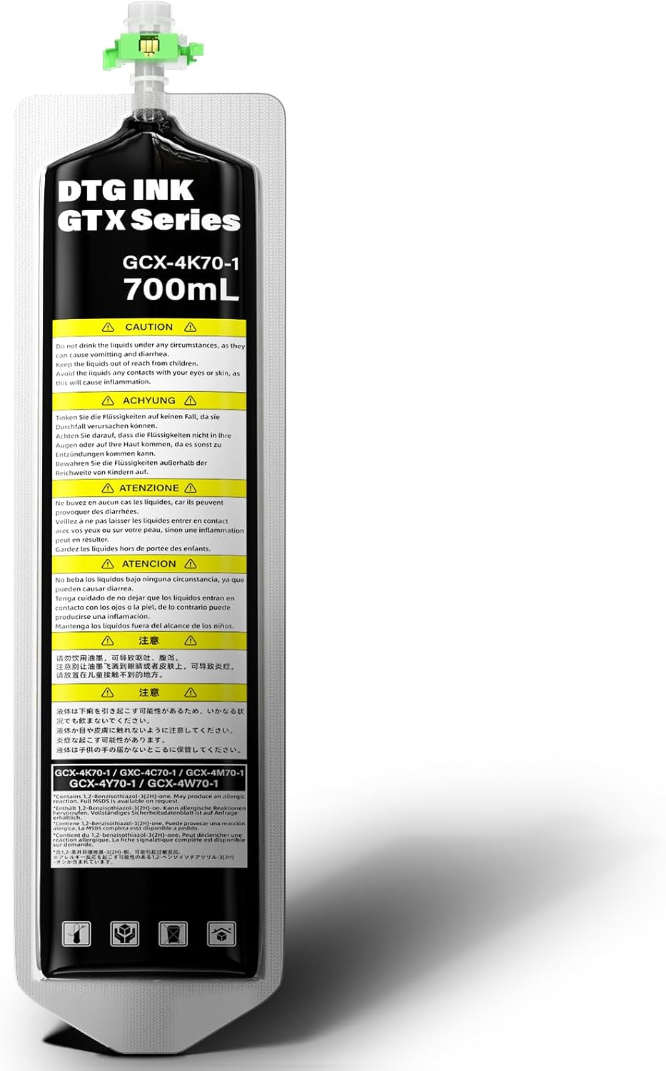 Spaceink DTG Textile Ink Bag Black (with Chip) 700ML Direct to Garment Printing for BrotherGTX GTX Pro GTX-422 GTX-423 GTX-425 Printer