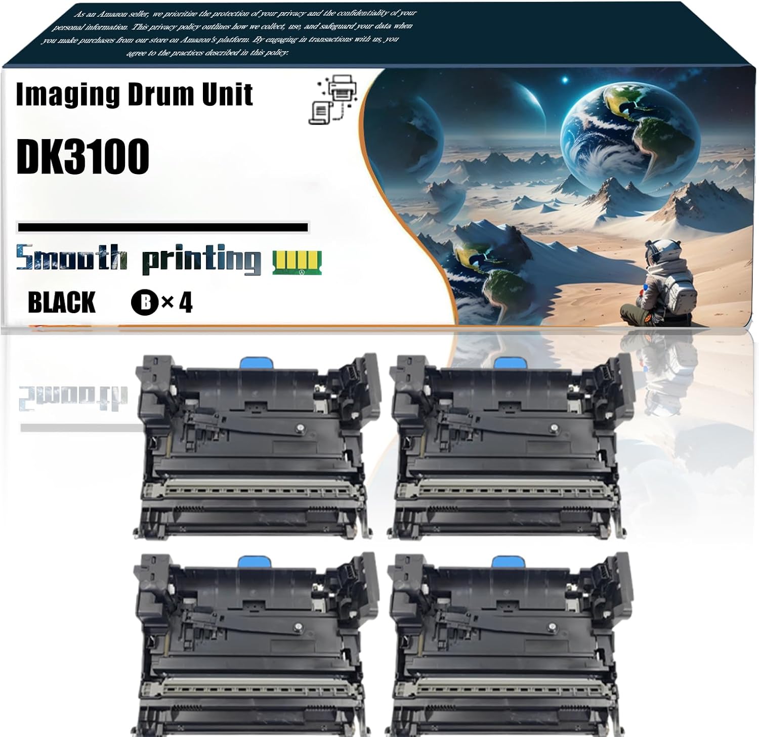 LSSF Replacement Parts Imaging Drum Unit DK3100 Compatible with Kyocera FS-2100DN ECOSYS M3040idn ECOSYS M3540idn Printers, Contains Chip and Clear Printing (4 Pack Black)