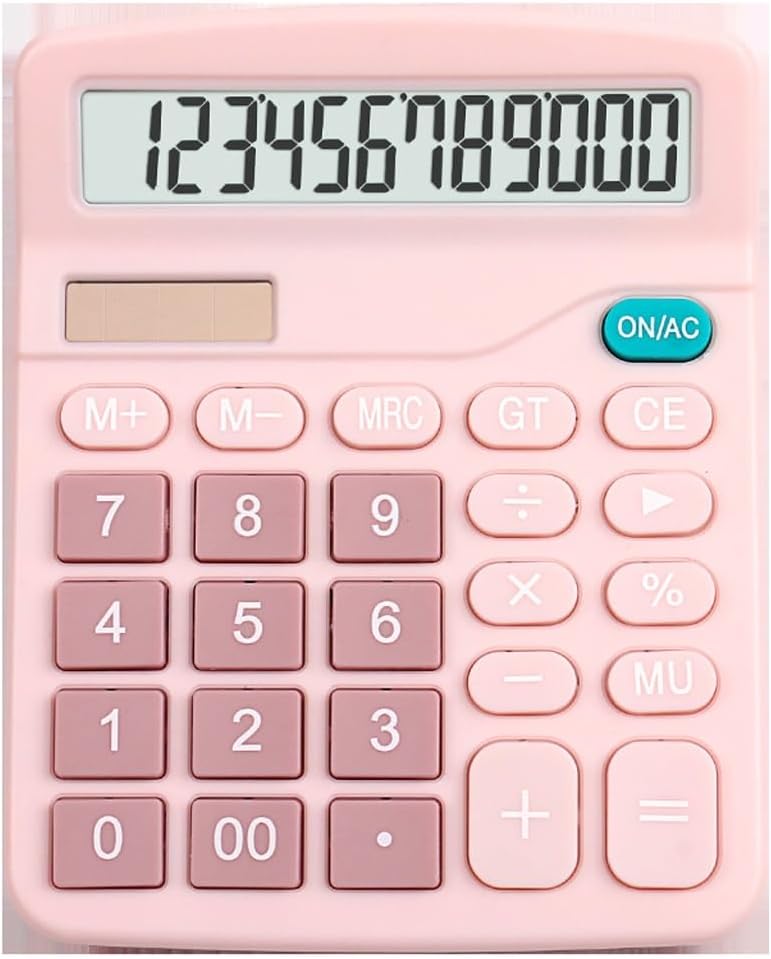 DUYHBAWRS Calculator 12 Digit Real Solar Calculator Financial Accounting Office Color Computer Large Screen Power Calculator