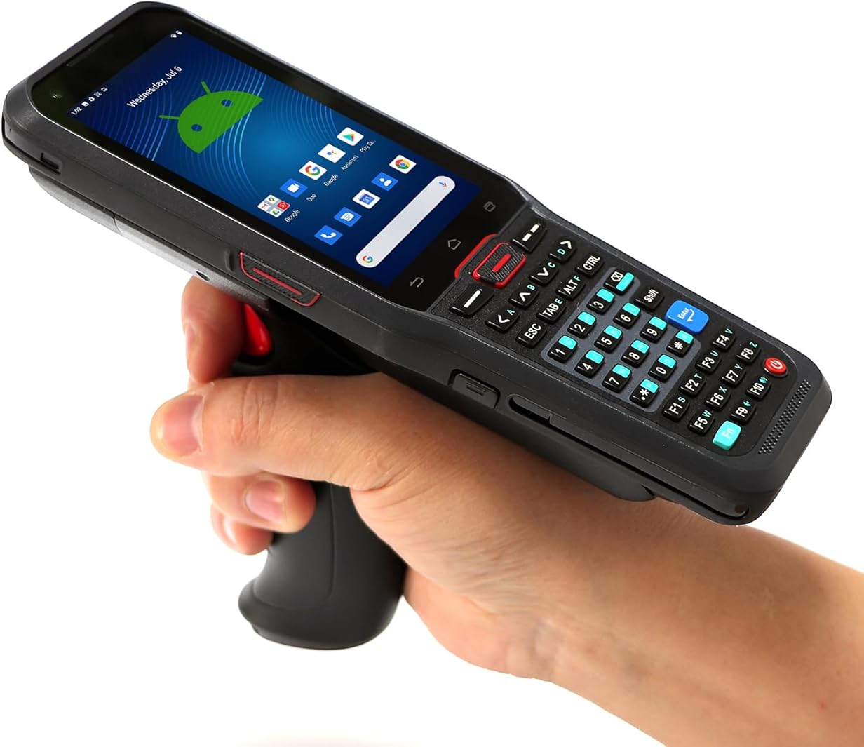 Barcode Scanner Android with Pistol Grip, 2D Android 13 Scanner with N5703 Scanner, Physical Keypad & Touch Panel, IP67 Rugged Handheld Data Terminal for Inventory Warehouse