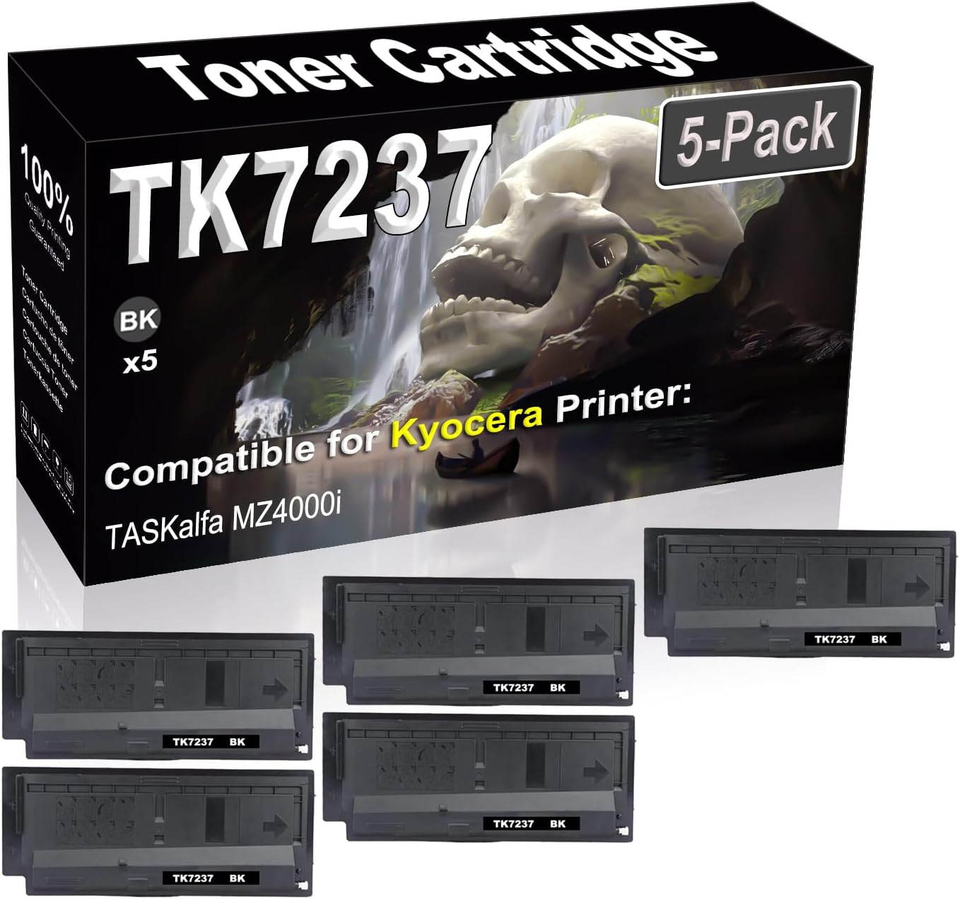 SINIYA 5-Pack Compatible High Capacity TK7237 TK-7237 1T02ZS0US0 Imaging Toner Cartridge use for Kyocera TASKalfa MZ4000i Printer (Black)