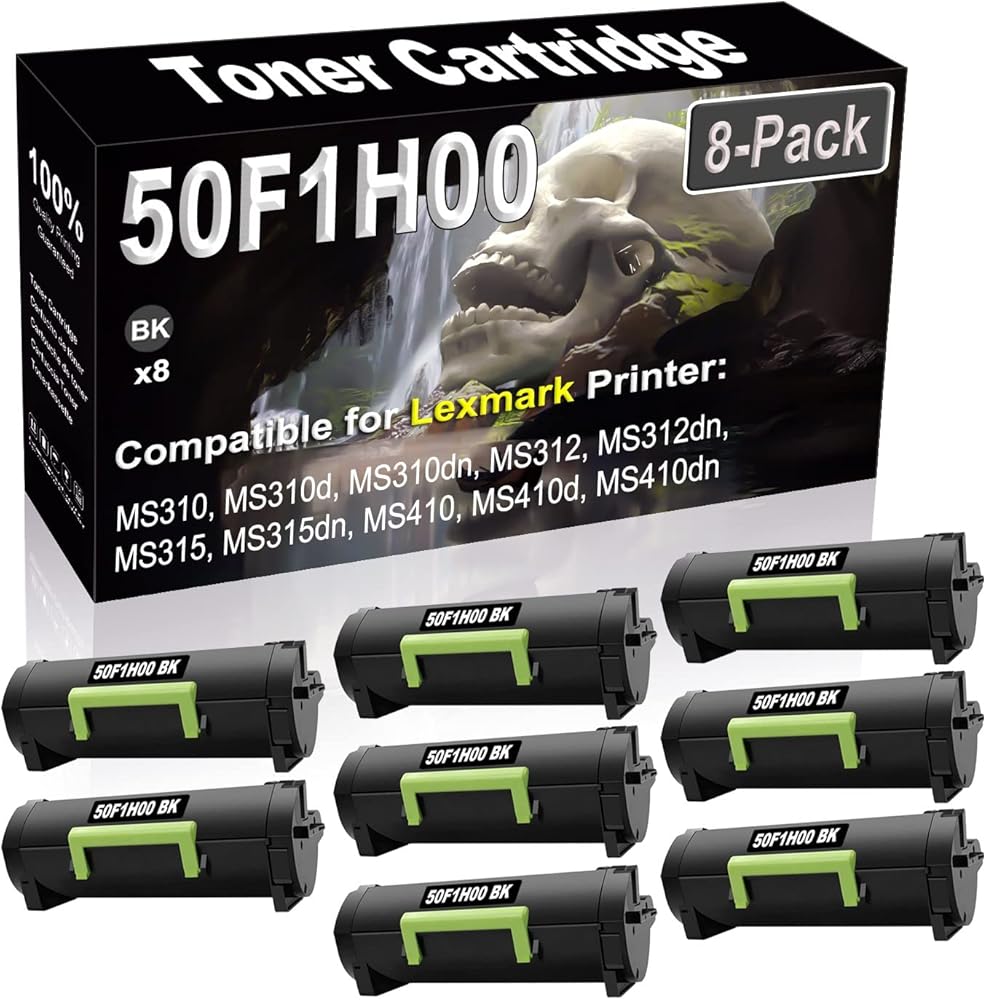 SINIYA 8-Pack (Black) Compatible MS310d MS310dn MS312dn MS315dn MS410dn MS415dn Laser Printer Cartridge (High Capacity) Replacement for 50F1H00 501H Printer Cartridge