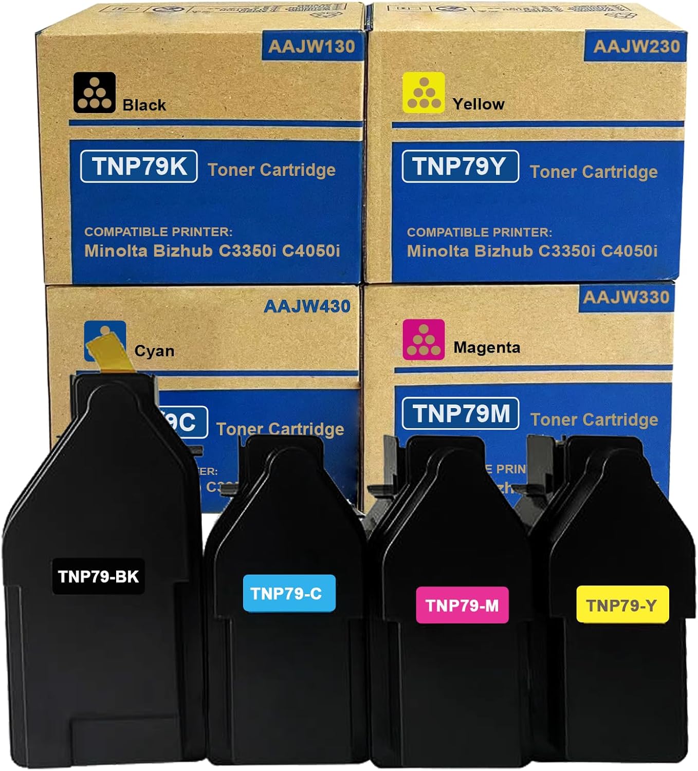 HOIEAYTON TNP79 TNP-79 Toner Cartridge Compatible for Konica AAJW430 AAJW330 AAJW230 AAJW130 Toner for Konica Minolta Bizhub C3350i C4050i Printer(4-Pack,Black Cyan Magenta Yellow)