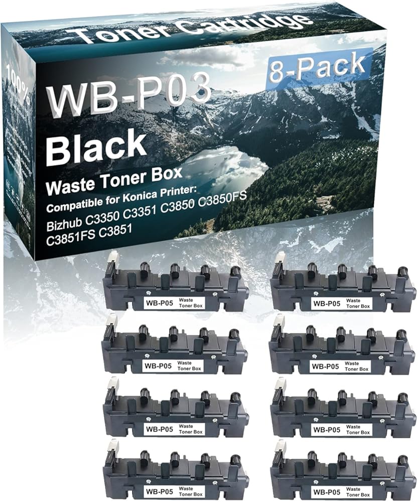 Credibility Store 8-Pack Compatible High Yield C3350 C3351 C3850 C3850FS C3851FS C3851 Printer Waste Cartridge Replacement for Konica Minolta WB-P05 WBP05 Toner Cartridge (Black)