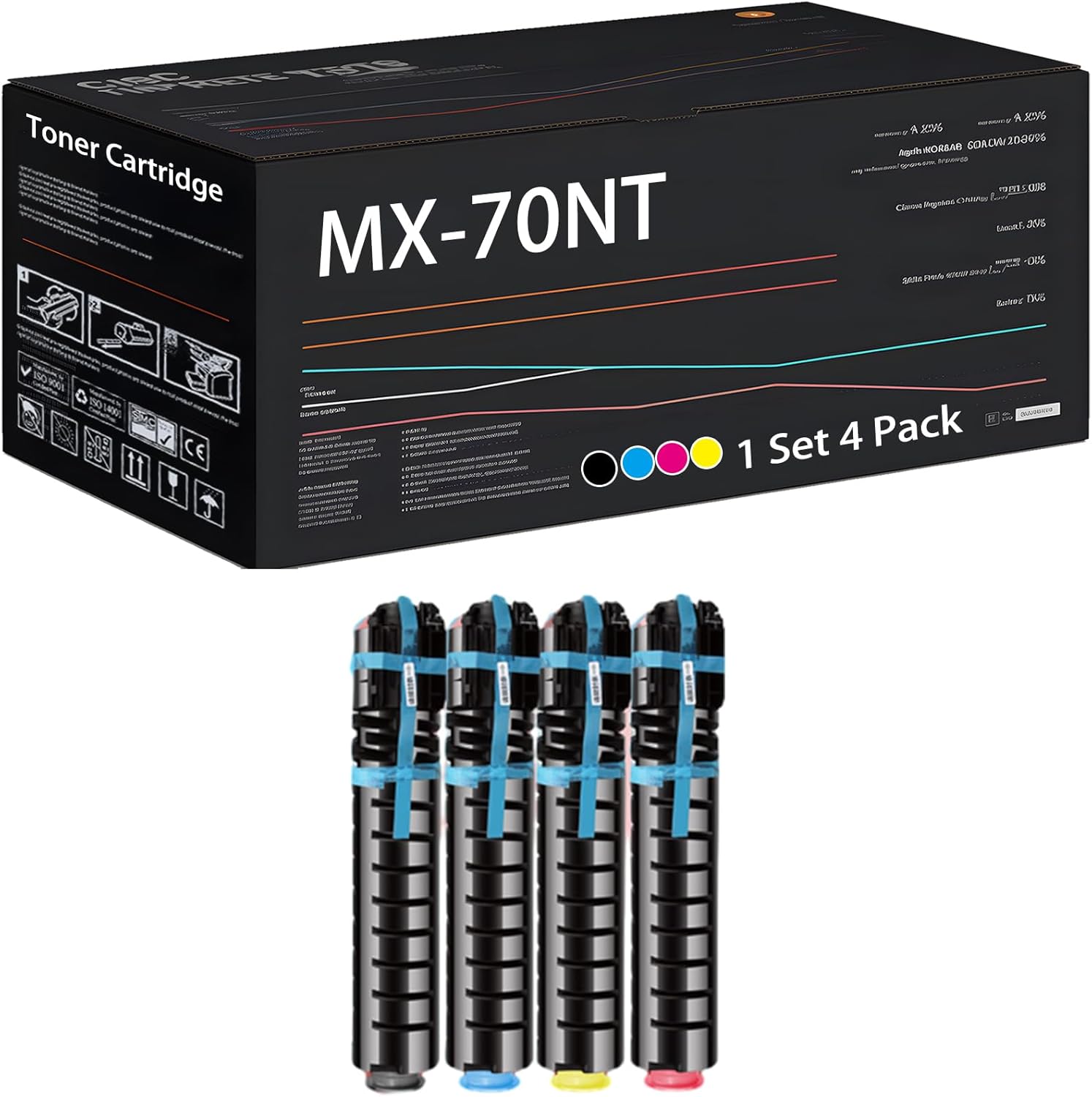 UVUMB MX-70NT Toner Cartridge Compatible for Sharp MX-5500N MX-6200N MX-7000N Printers, with Chip, High Yield 42000 Pages, High-Definition Printing (Multicolor)