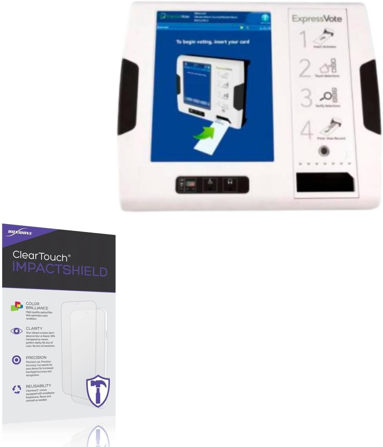 BoxWave Screen Protector Compatible with Election Systems & Software ExpressVote - ClearTouch ImpactShield (2-Pack), Impenetrable Screen Protector Flexible Film