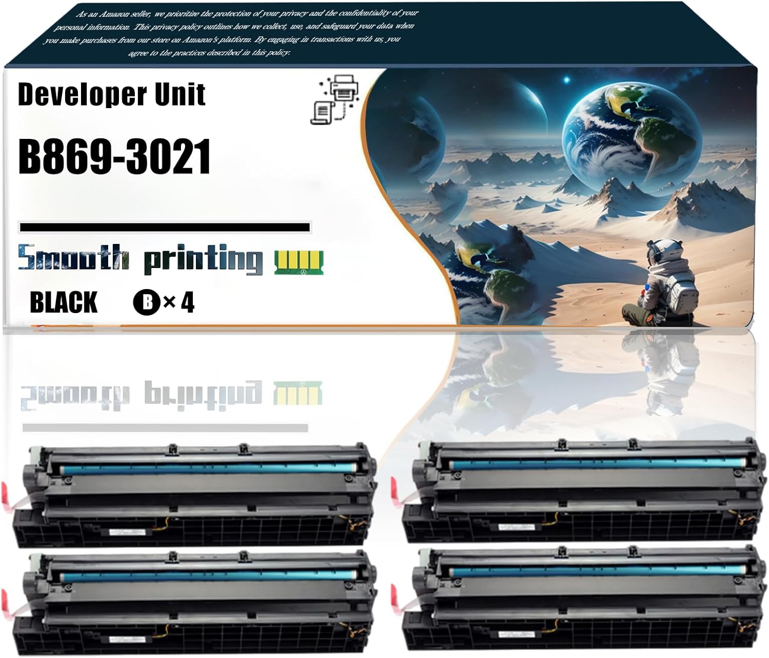 LSSF Replacement Parts Developer Unit B869-3021 Compatible with Savin MP 2554SP MP 3054SP MP 3554SP MP 4054SP MP 4055SP MP 5054SP MP 5055SP MP 6054SP MP Printers (4 Pack Black)