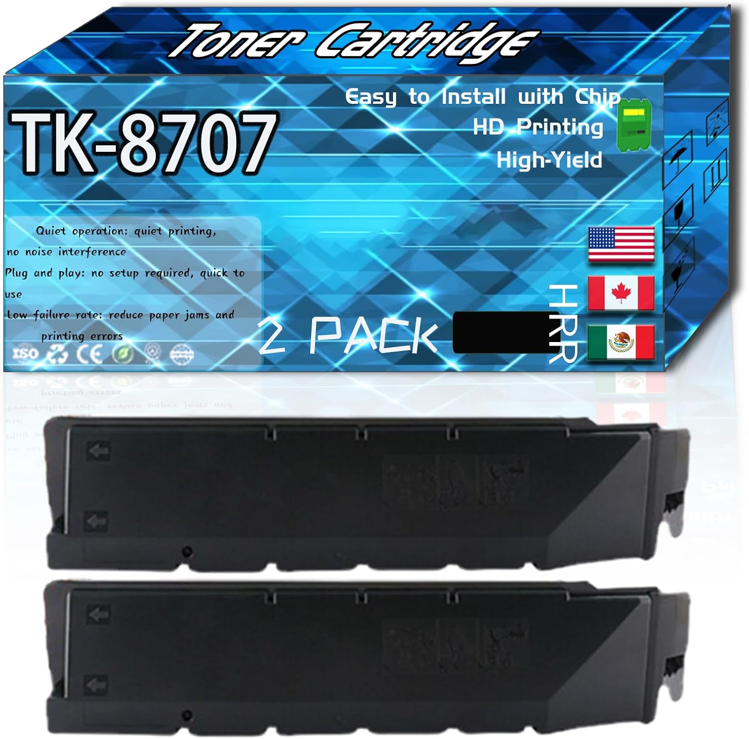 CEECN Compatible for Kyocera TK-8707 Replacement Toner Cartridge Used with TASKalfa 6551ci 7550ci 7551ci Printers, High Production Multiple Options (2 Pack Black)