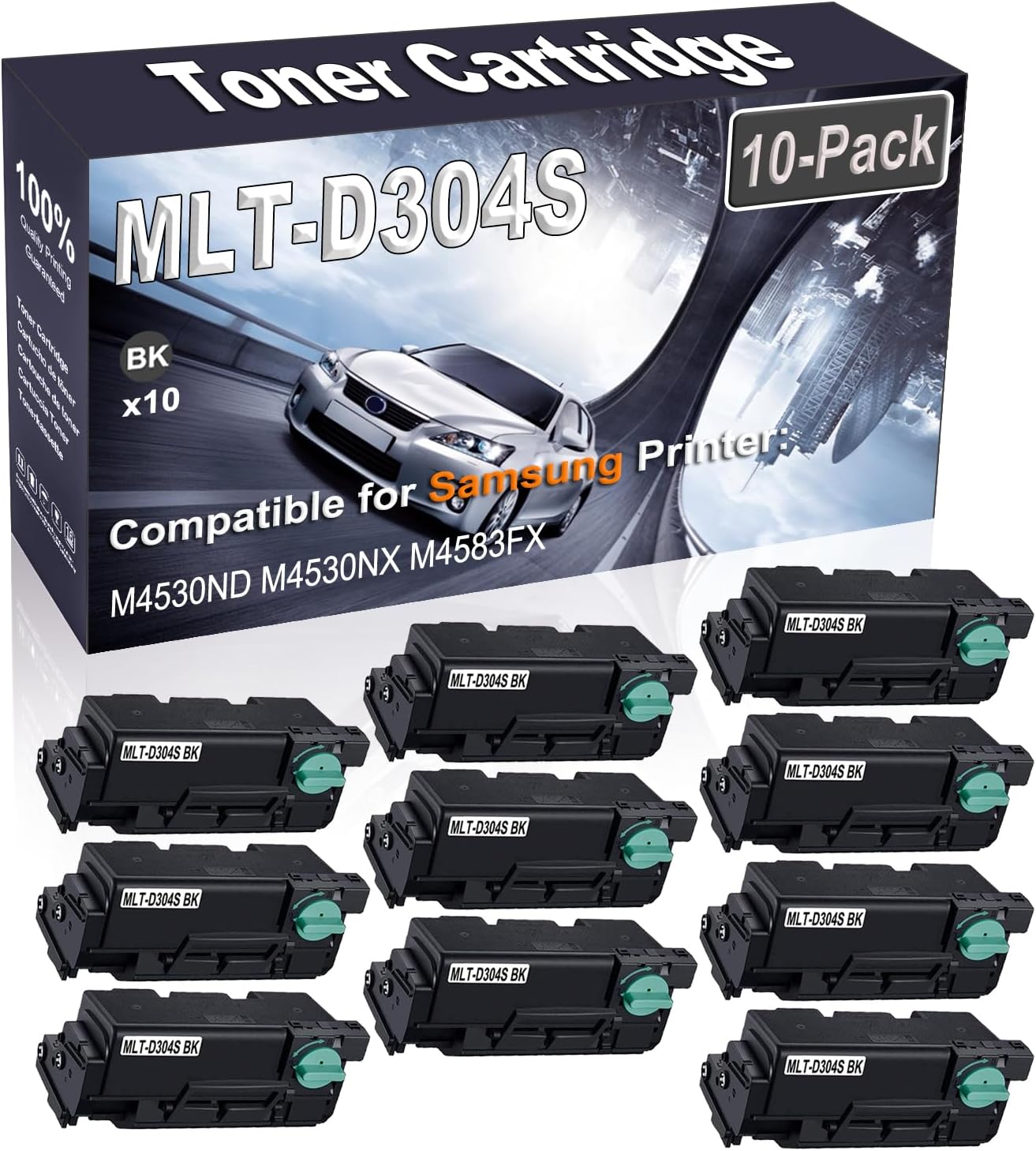 10-Pack (Black) Compatible M4530ND M4530NX M4583FX Laser Printer Cartridge (High Capacity) Replacement for Samsung 304S MLT-D304S Printer Cartridge