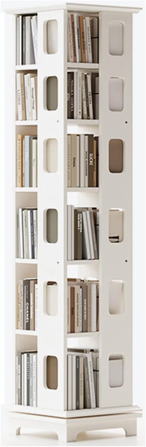 YHdtUO bookcases Rotating Bookshelf, Standing Bookcase Storage Rack, Book Shelf Organizer for Bedroom, Living Room, Study Room (White-44 * 186cm)
