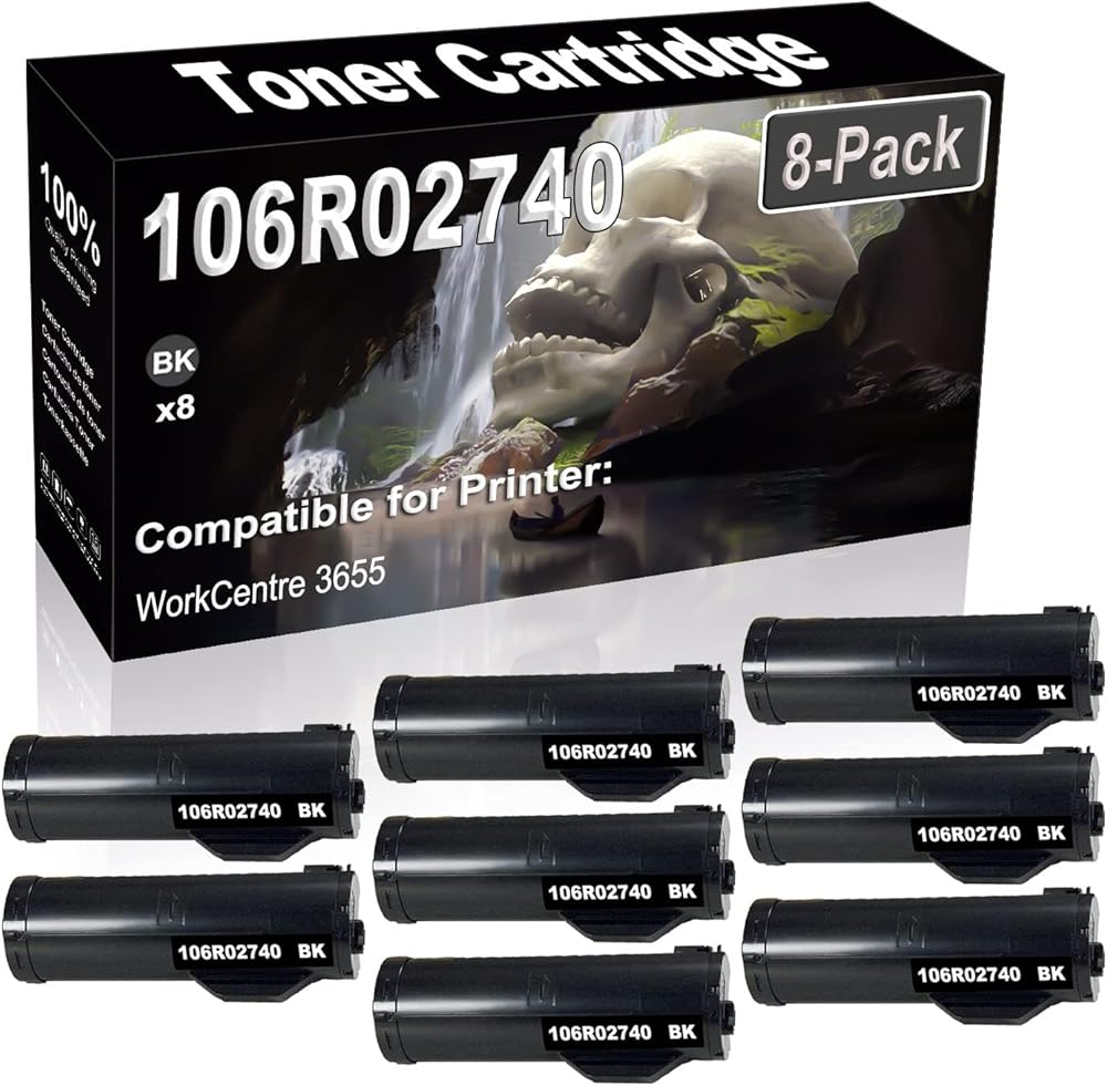 SINIYA 8-Pack (Black) Compatible High Yield 106R02740 Laser Printer Toner Cartridge use for WorkCentre 3655 Printer