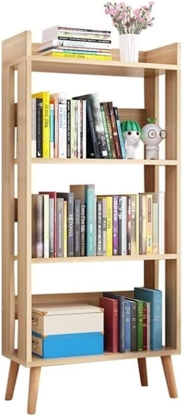 Bookshelf Bookshelves Bookcase Book Case 4 Tiers Wood Bookshelf Simple Bookcase Storage Rack Bookshelves for Living Room Bedroom Home Office Organizer Shelves Book Shelf Book Shelves