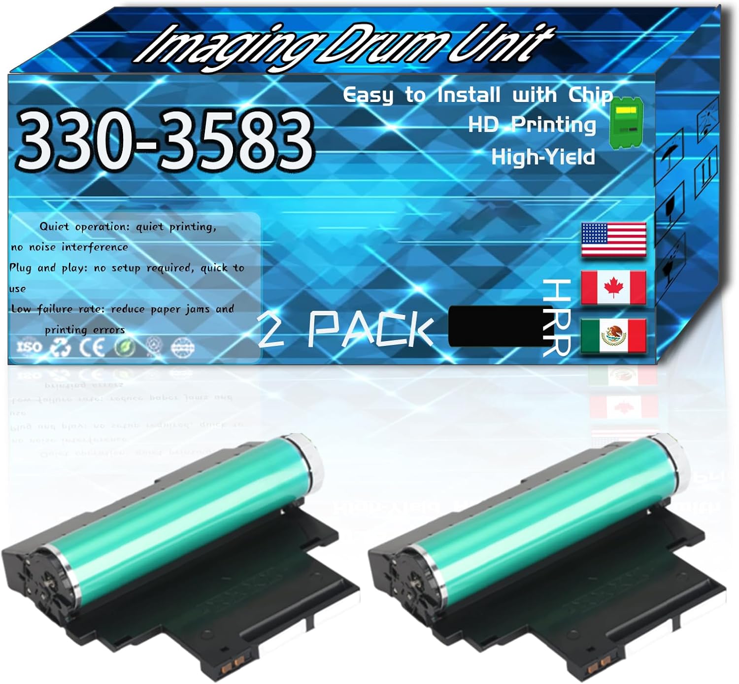 Compatible for Dell 330-3583 Replacement Imaging Drum Unit Used with 1230c 1235cn Printers, High Production Multiple Options (2 Pack Black)