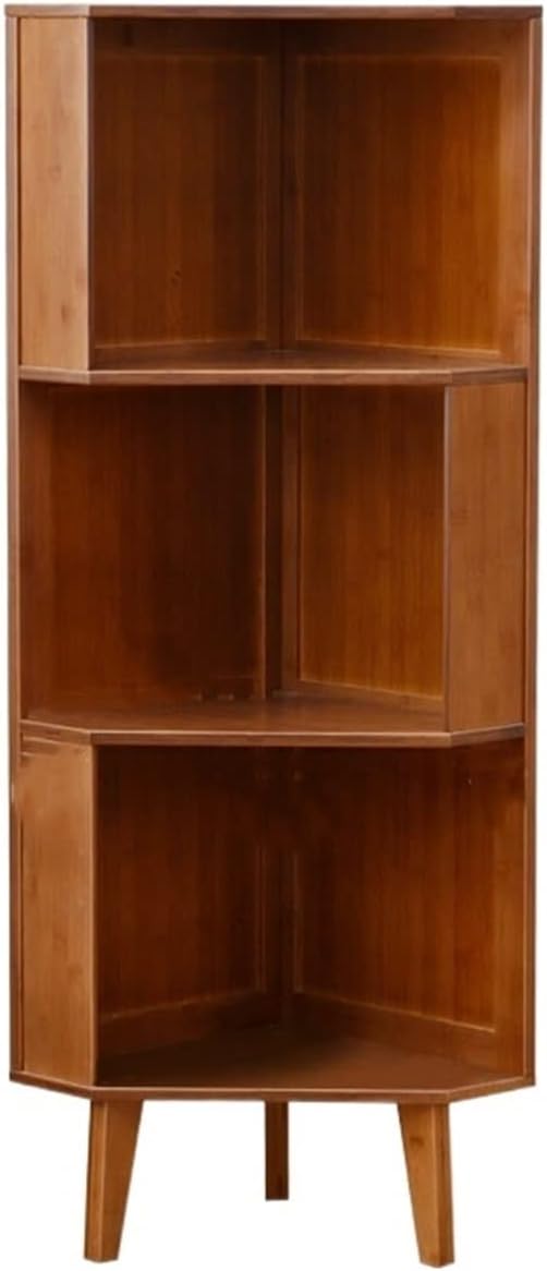 TOMYEUS Bookshelf Creative Wooden Triangle Bookshelf Corner Small Bookshelf Floor-to-Ceiling Corner Shelf for Living Room Bedroom Office Bookcase Storage Rack