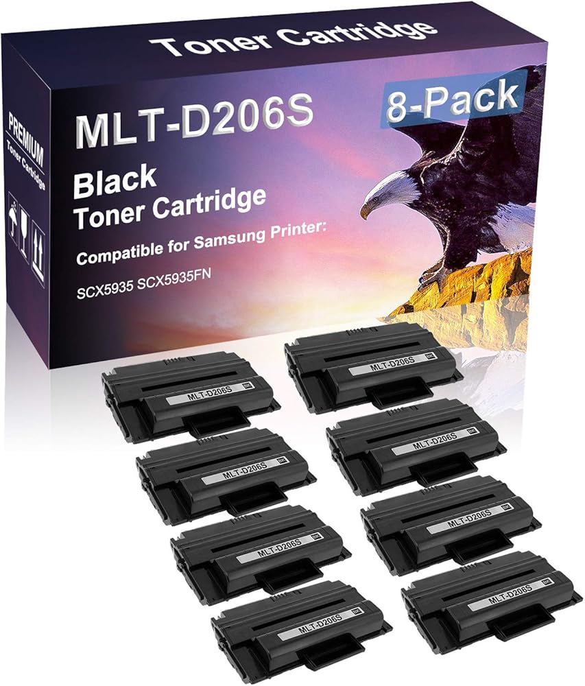 8 Pack (Black) Compatible High Capacity D206S MLT-D206S Printer Toner Cartridge Use for Samsung SCX5935 SCX5935FN Printer