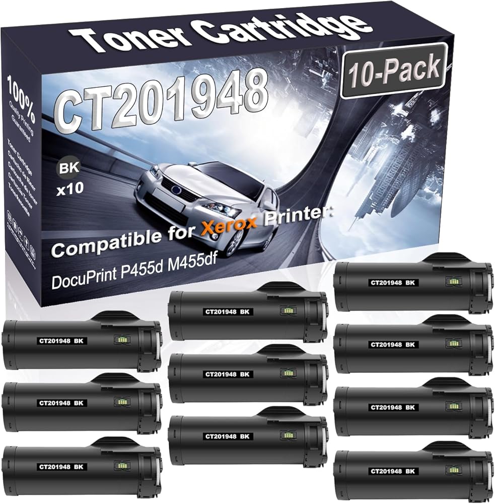 Kolasels 10-Pack (Black) Compatible High Yield CT201948 Printer Cartridge use for DocuPrint P455d M455df Printer