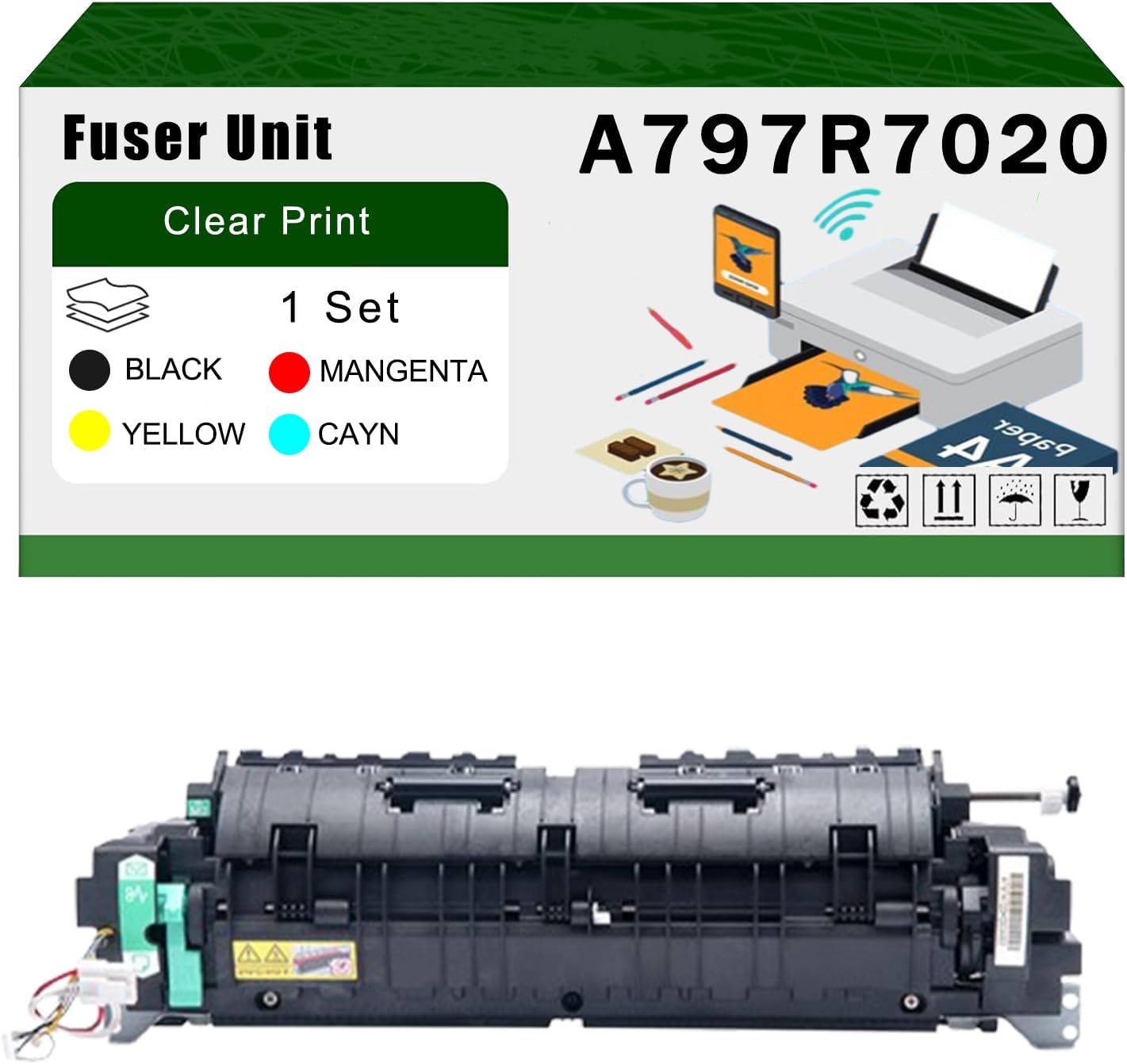 AGNNQ Compatible for Konica Minolta A797R70200 Fuser Unit A797R70200 A797R70211 bizhub C227 bizhub C287 Printers, High Yield 500000 Pages Bright Clear Colors (1 Set)