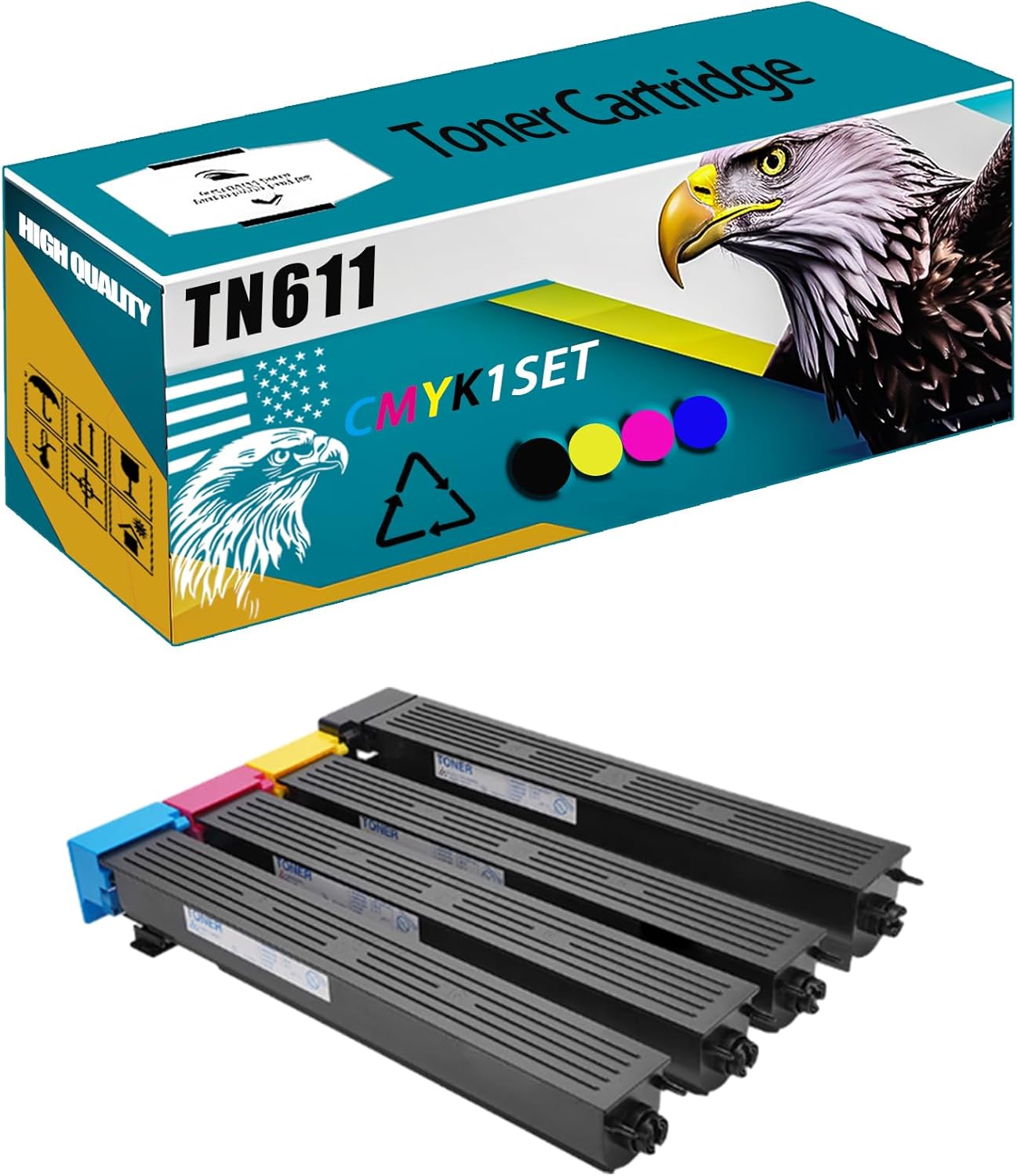 CEECN TN611 Toner Cartridge Compatible for Konica Minolta C451 C550 C650 Printers, High Production Replacement (Multicolor)