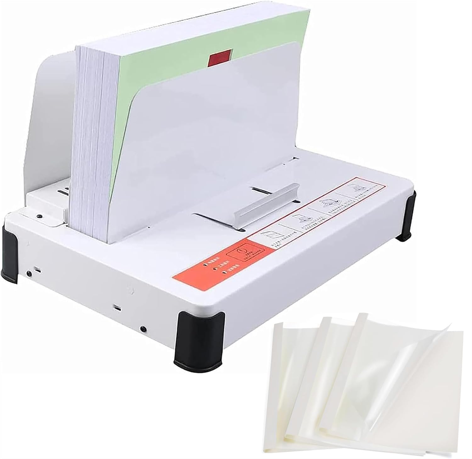 Thermal Automatic Binding Machine, Document Heat Binder with Built-in Cooling Rack & 50pcs Thermal Binding Covers, 1-50MM Binding Thickness for Tenders, Insurance Policy Contracts, Reports ( with 4mm)