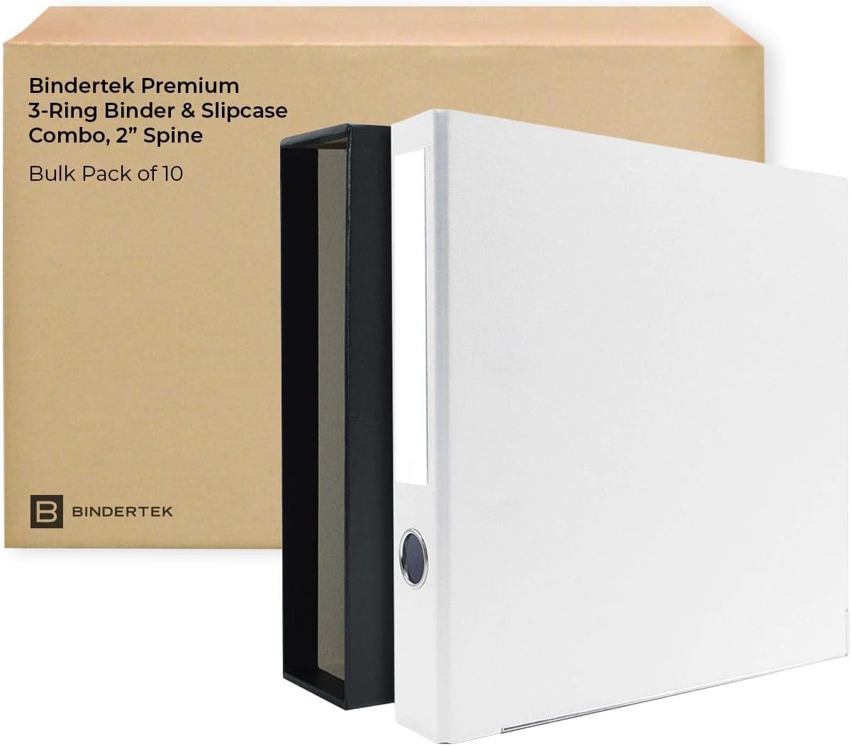 3-Ring Premium Binder & Slip Case Combo, Pack of 10 - White, 2