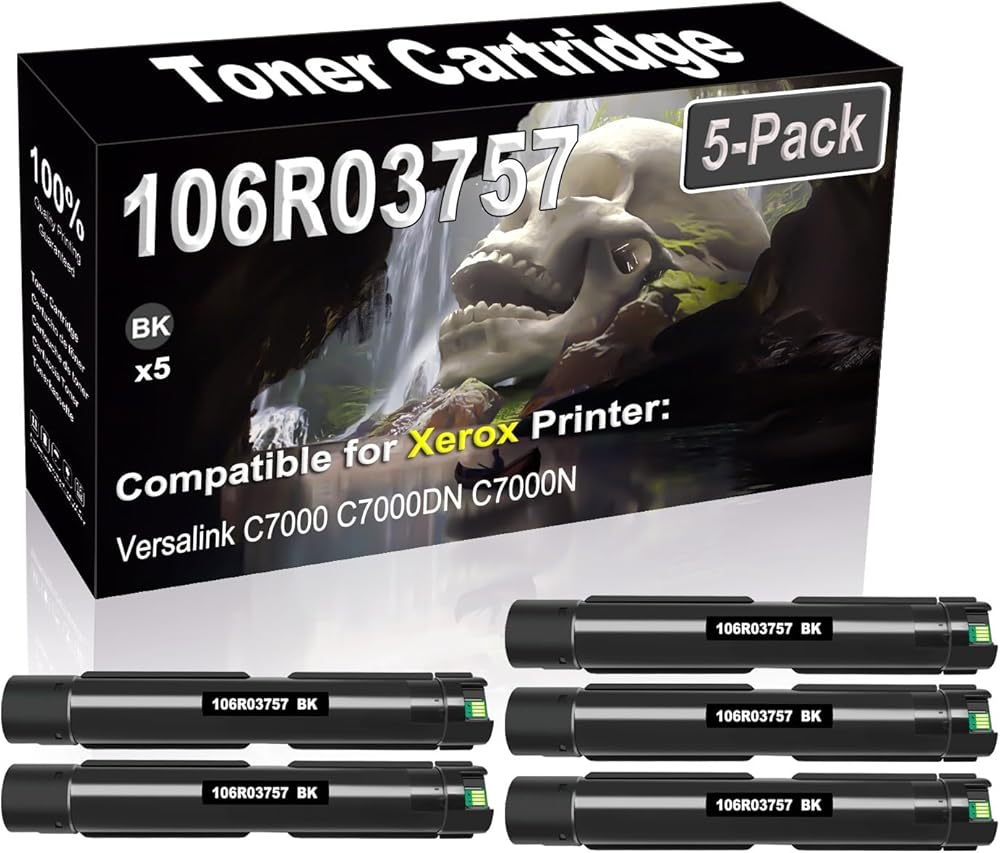SINIYA 5-Pack Compatible High Capacity 106R03757 Imaging Toner Cartridge use for Versalink C7000 C7000DN C7000N Printer (Black)
