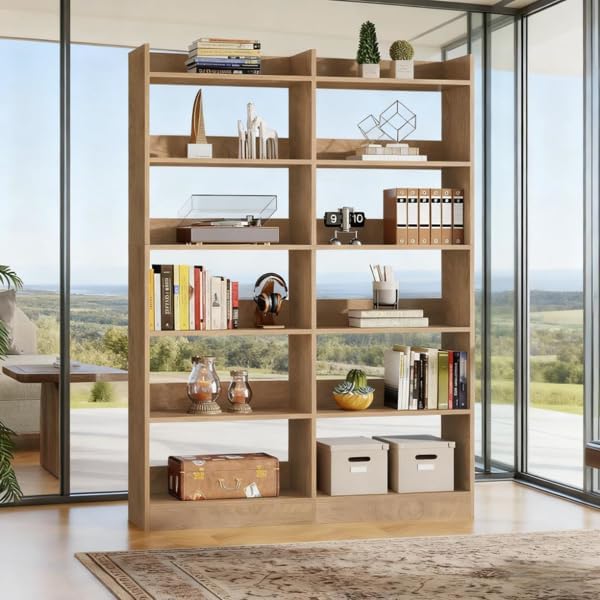 Tall Bookshelf - Wooden Standing Storage Shelf for Living Room, Office, Bedroom & Study, Organize Books, Toys, Decor & More, Bedroom Bookcase, Display Shelf, Furniture Shelf, Easy Assembly