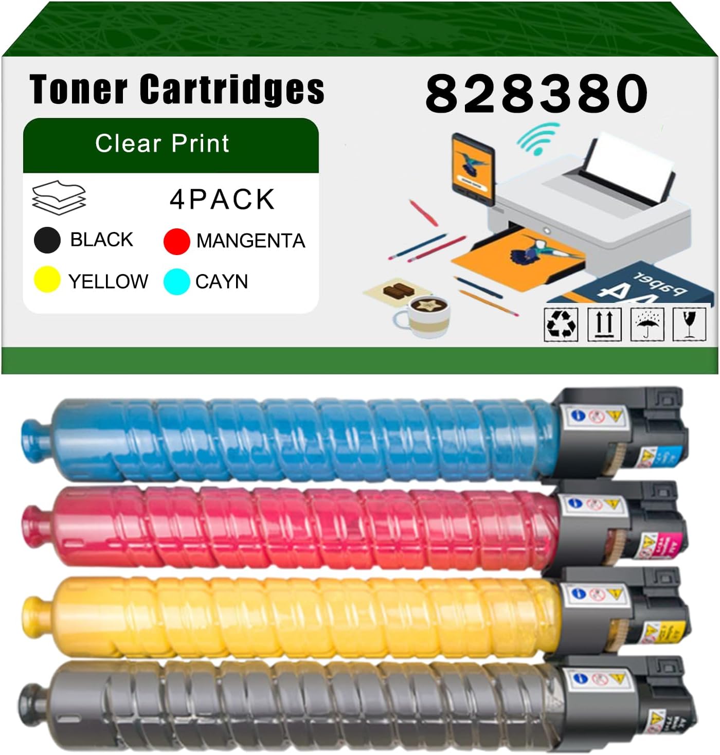 AGNNQ Compatible for Ricoh 828380 828383 828382 828381 Toner Cartridges Pro C9110 Printers, High Yield 68000 Pages Bright Clear Colors (4-Pack BK/C/M/Y)
