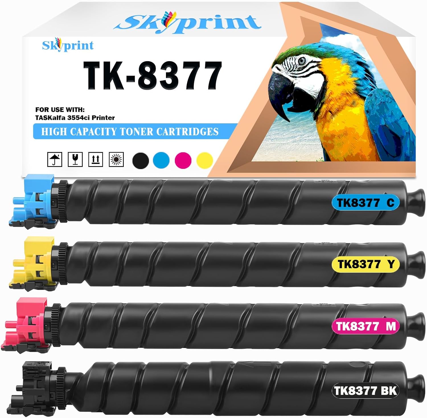 SkyPrint TK-8377 TK8377 Toner Cartridge High Yield Compatible Kyocera TK-8377K TK-8377C TK-8377M TK-8377Y Toner use for TASKalfa 3554ci Printer (Black:30,000 Pages,Cyan Yellow Magenta:20,000 Pages)