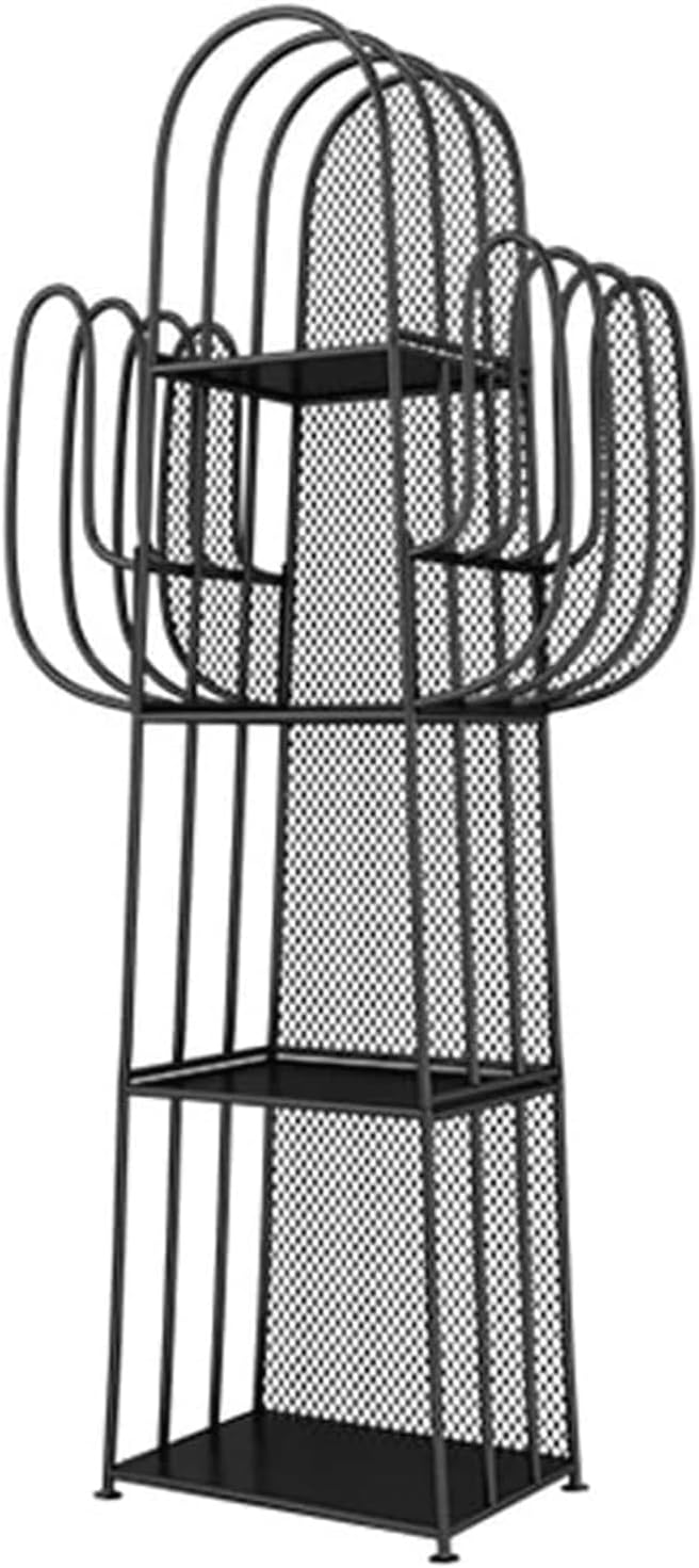 Flexible Bookcases 4 Tiers Bookshelf Iron Standing Bookcase Unique Cactus Shape Bookshelves for Home Office Display Book Rack Perfect Furniture