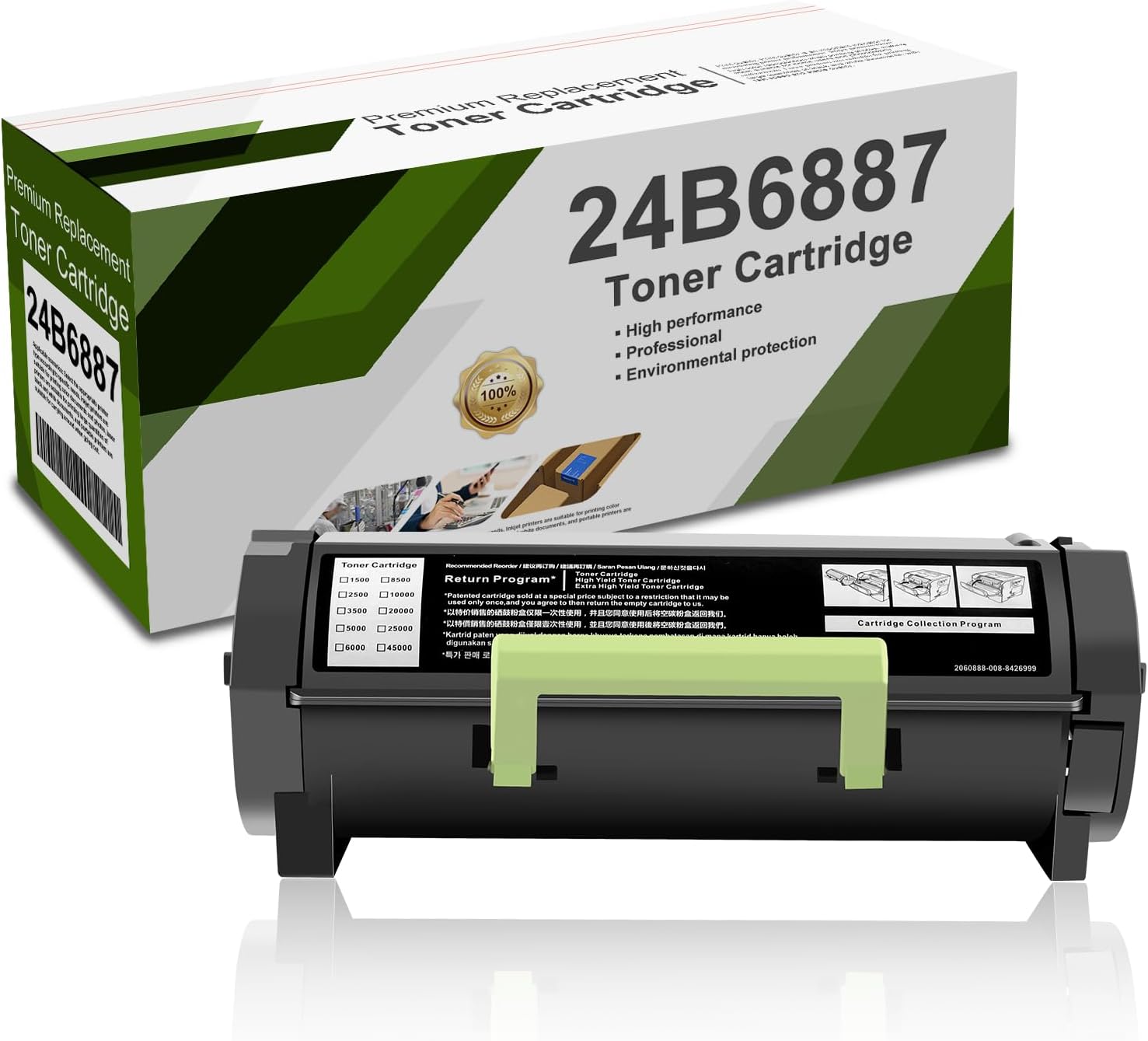 24B6887 Black Toner Cartridge with Chip Compatible for M3250 XM3250 Printers Suitable for Office High-Frequency Printing (22,000 Pages)