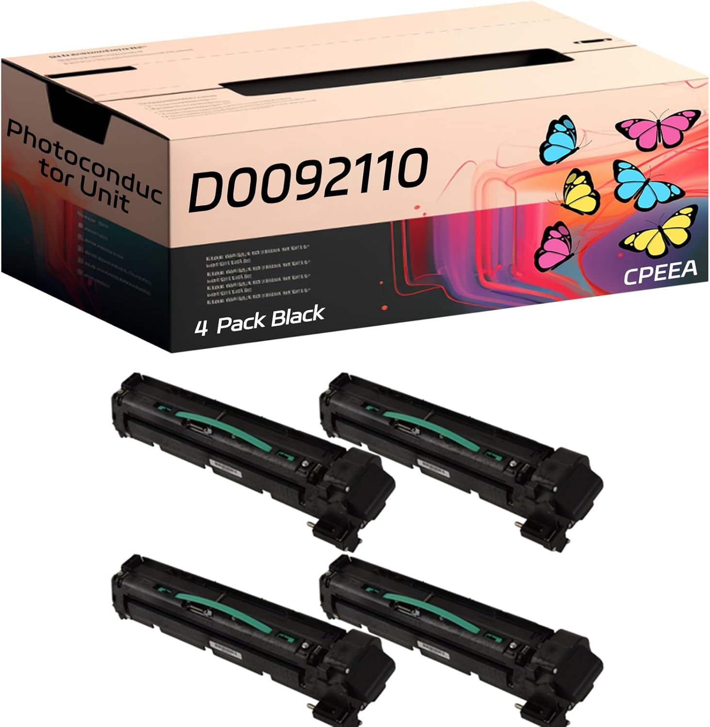 Compatible for Ricoh D0092110 Photoconductor Unit Work for Ricoh Aficio MP 4002 4002SP 5002 5002SP Printers, with Chip, High Yield 25000 Pages, Clear Printing (4 Pack Black)