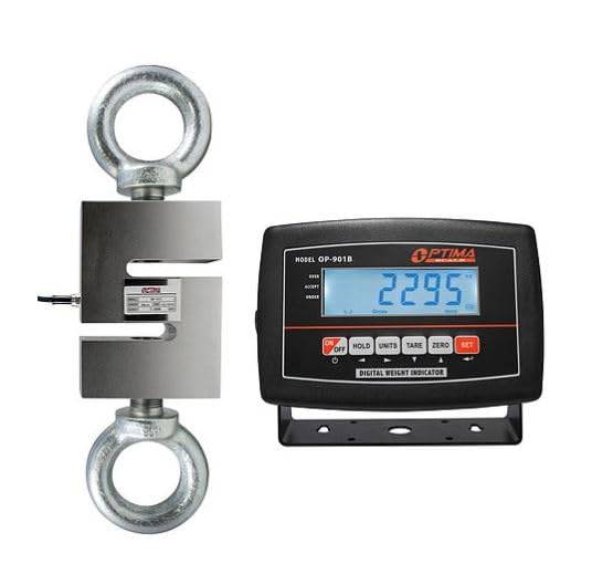 Optima Scales OP-926-5000 Digital Hanging Scale with High Precision Load Cell and Indicator, 5,000 lbs x 1 lb