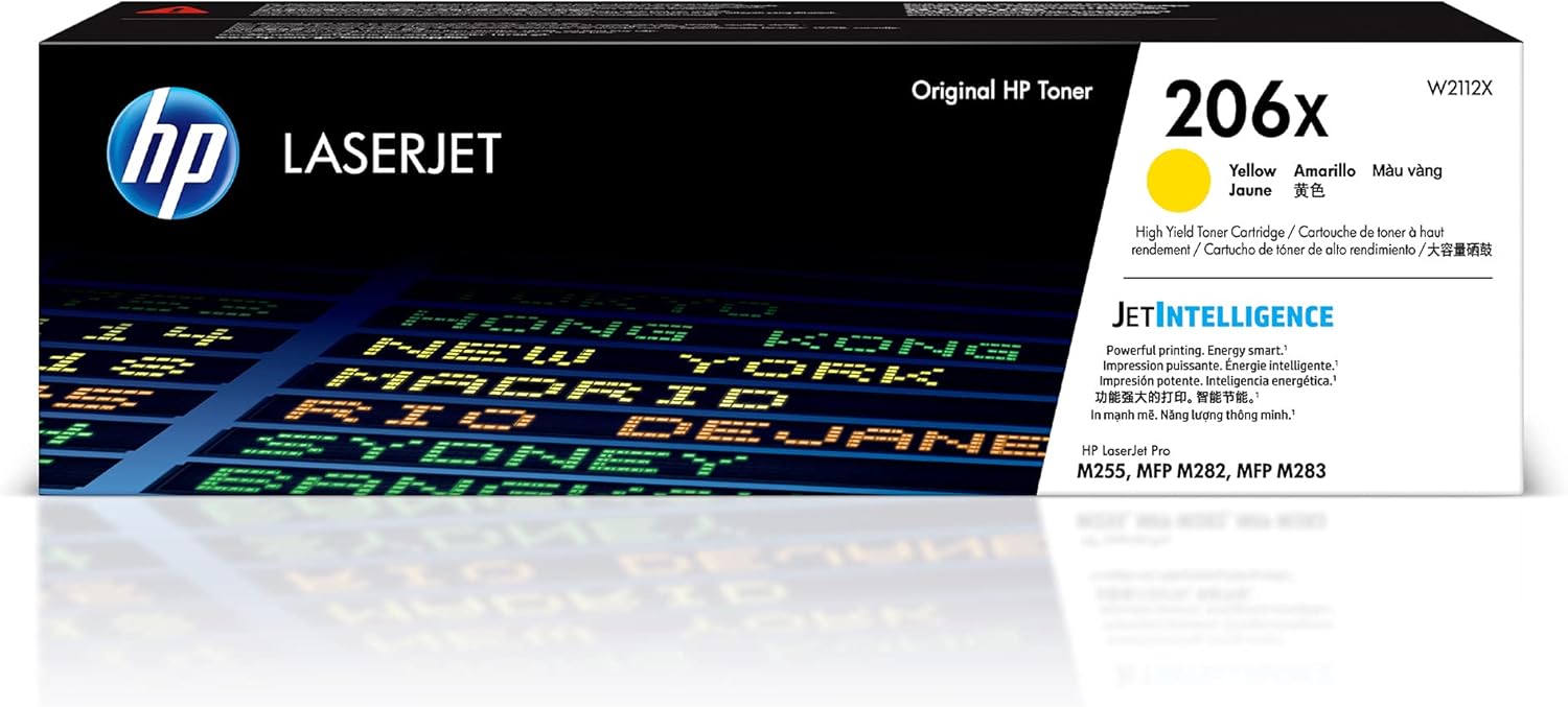 HP 206X Yellow High-Yield Toner Cartridge | Works with Color LaserJet Pro M255, MFP M282, M283 Series | W2112X