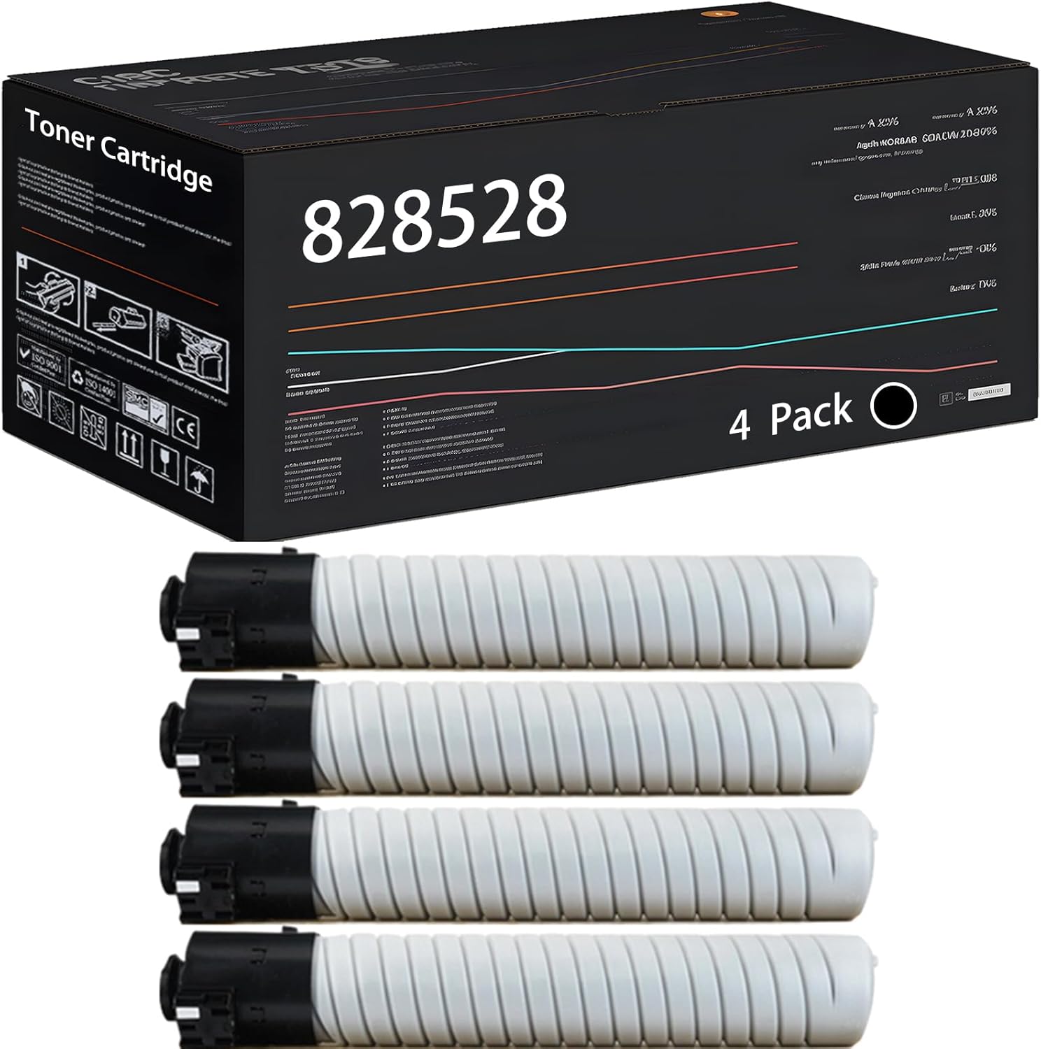 UVUMB 828528 Toner Cartridge Compatible for Lanier Pro C7200e Pro C7210sx Pro C7210x Printers, with Chip, High Yield 45000 Pages, High-Definition Printing (4 Pack Black)