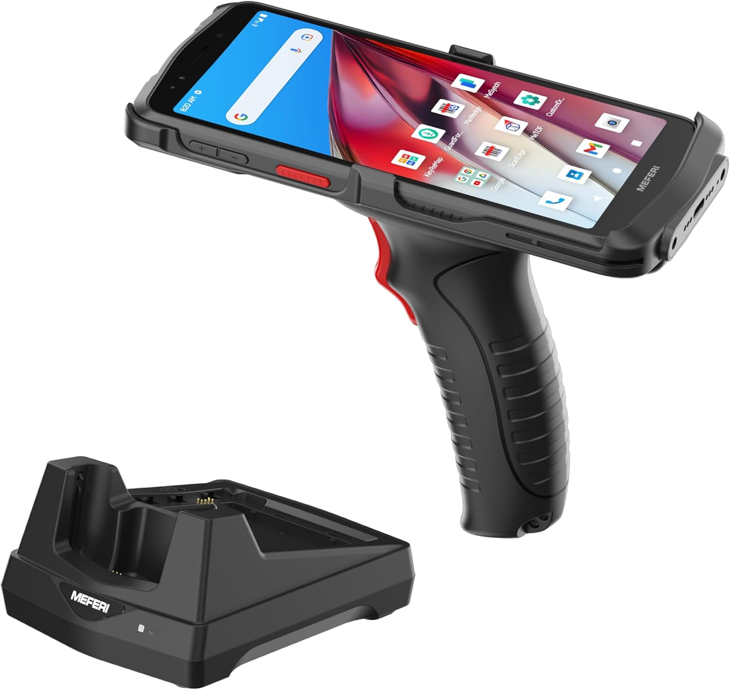MEFERI ME61 Android Barcode Scanner with Pistol Grip and Charging Cradle, Equip Zebra SE4710 Scan Engine, PDA Handheld Mobile Computer, 1D 2D QR, Wi-Fi 4G BT GPS NFC, 6