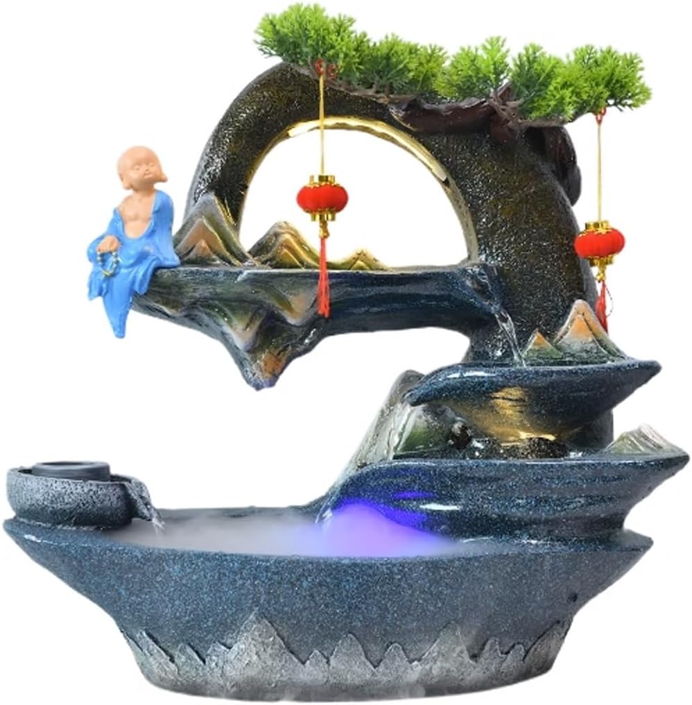 Tabletop Fountain Rocky Mountain Flowing Water Fountain Living Room High Mountain Circulating Water Humidifier Office Front Desk Desktop Decoration Water Fountain (Color : 02) (7)