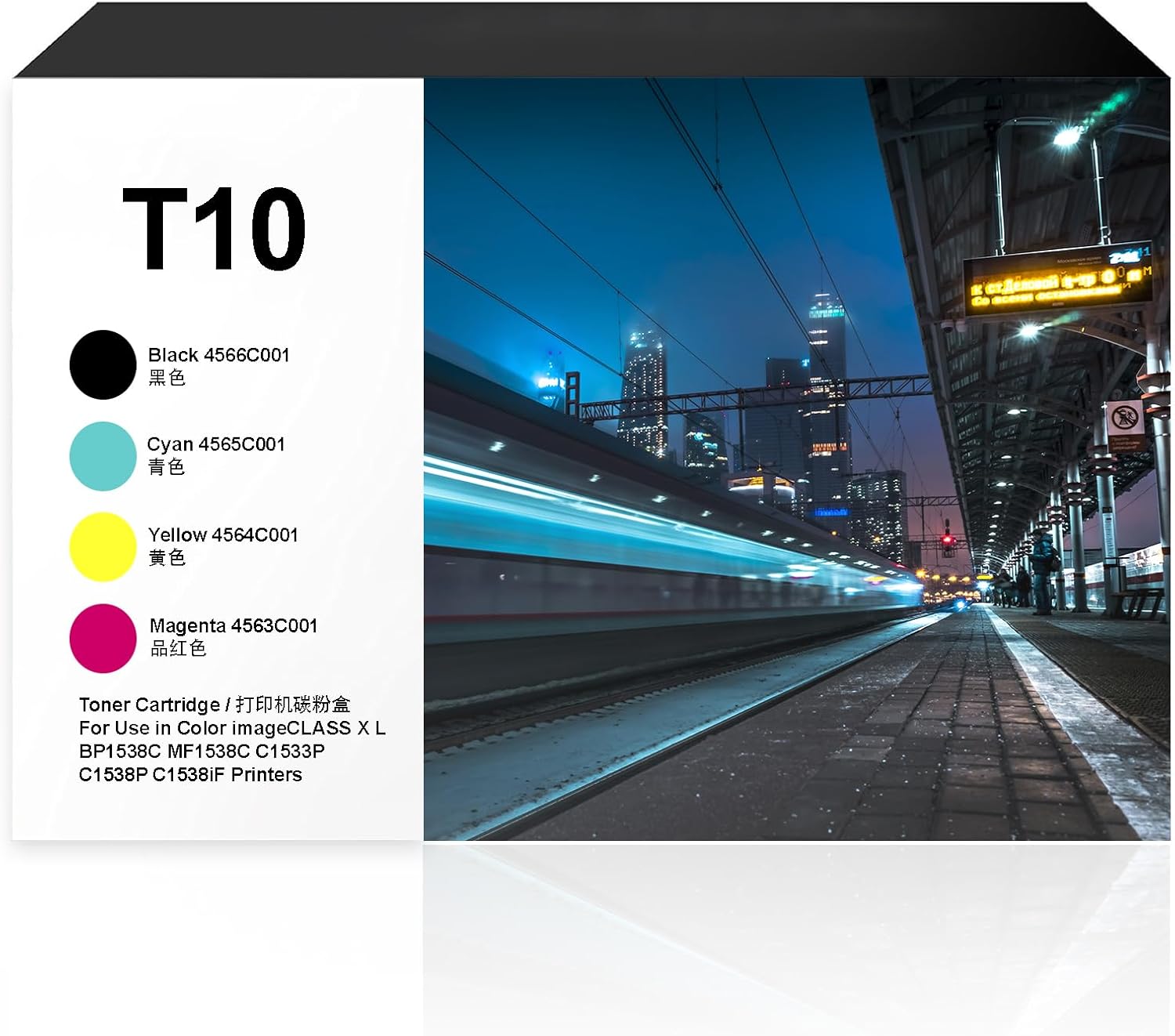 T10 Toner Cartridge 4‑Pack Compatible with Canon Color imageCLASS X LBP1538C MF1538C C1533P C1538P C1538iF Printers– High Yield Replacement 4566C001 4565C001 4563C001 4564C001 (BK/C/M/Y)