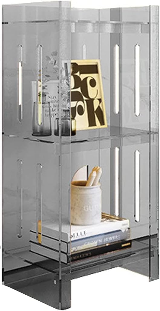 Clear Acrylic Narrow Bookcase 2 Tier/3 Tier/4 Tier Skinny Open Bookshelf Modern Display Storage Organizer for Living Room