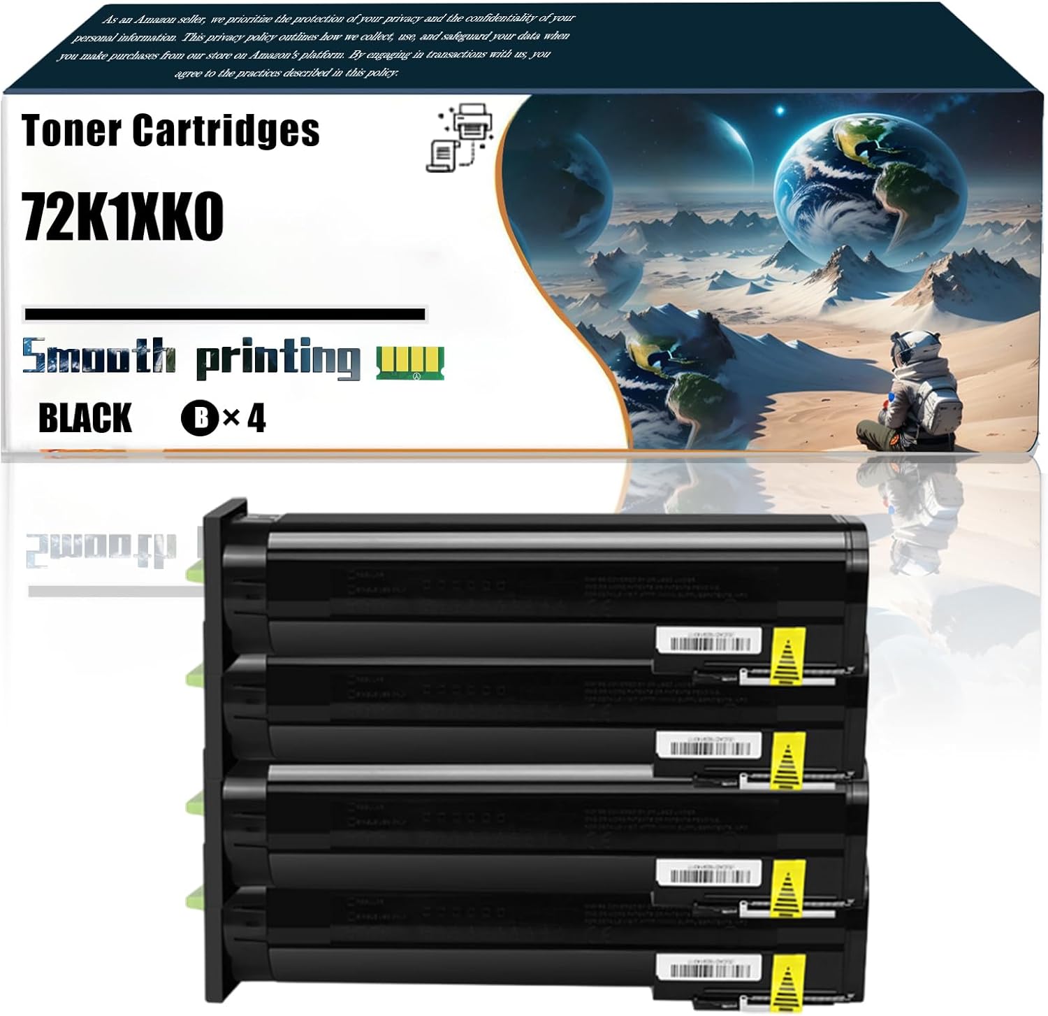 Replacement Parts Toner Cartridges 72K1XK0 Compatible with Lexmark 72K1XM0 72K1XY0 72K1XC0 CS820 CX820 CX825 CX860 Printers, Contains Chip and Clear Printing (4 Pack Black)
