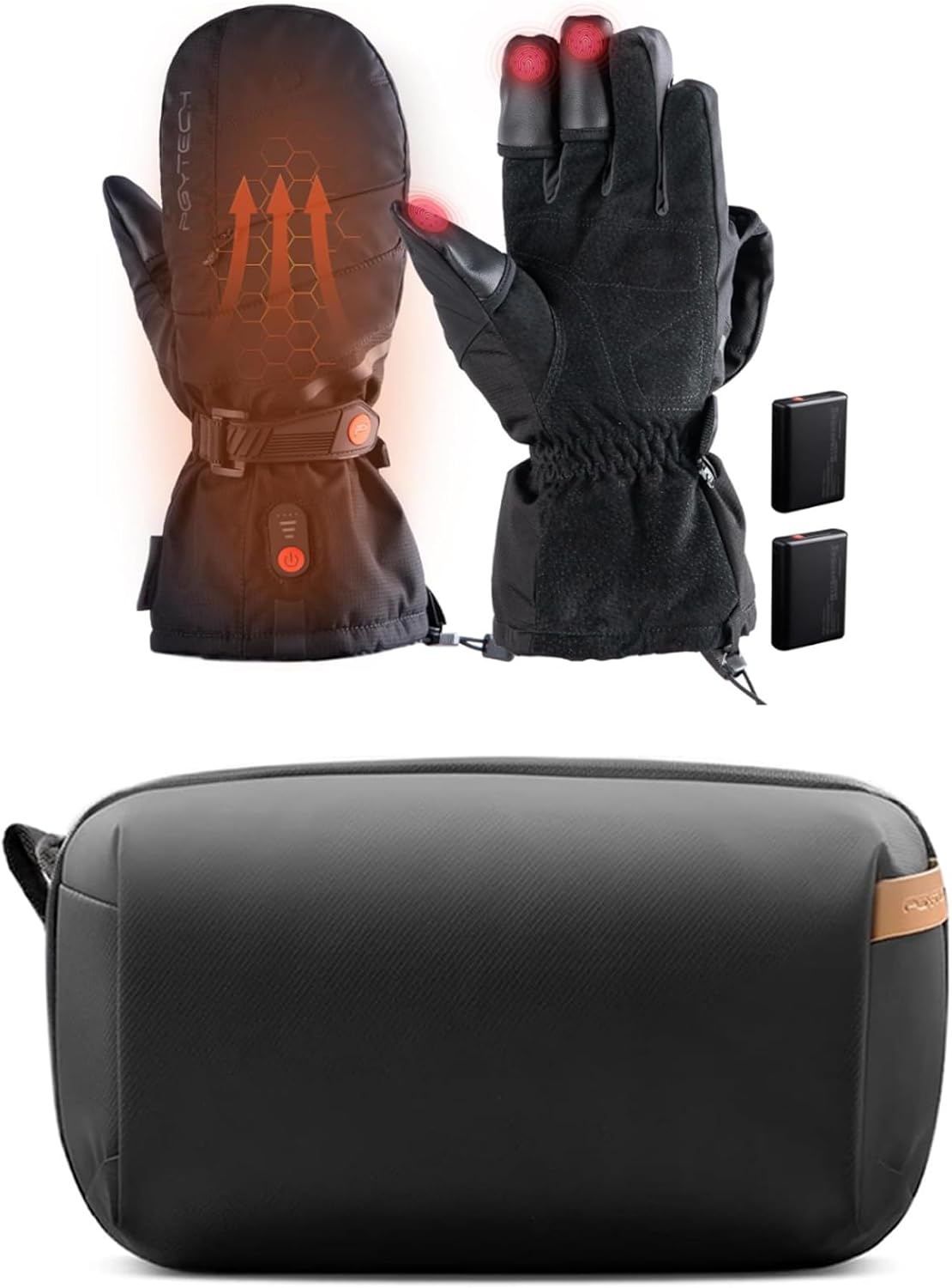PGYTECH Heating Gloves for Photographers+Travel Tech Organizer, Waterproof Tech Pouch, Electronics Accessories Organizer Travel Carrying Case, Cable Organizer Bag for Cables, Cord, Phone Batteries