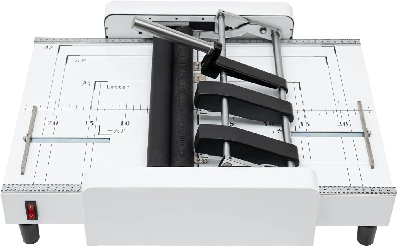 Binding Machine, A3 Booklet Maker, Paper Folding Machine, 60W Binding & Folding Machine with Visible Panel 5.83 * 8.27in-11.69 * 16.54in