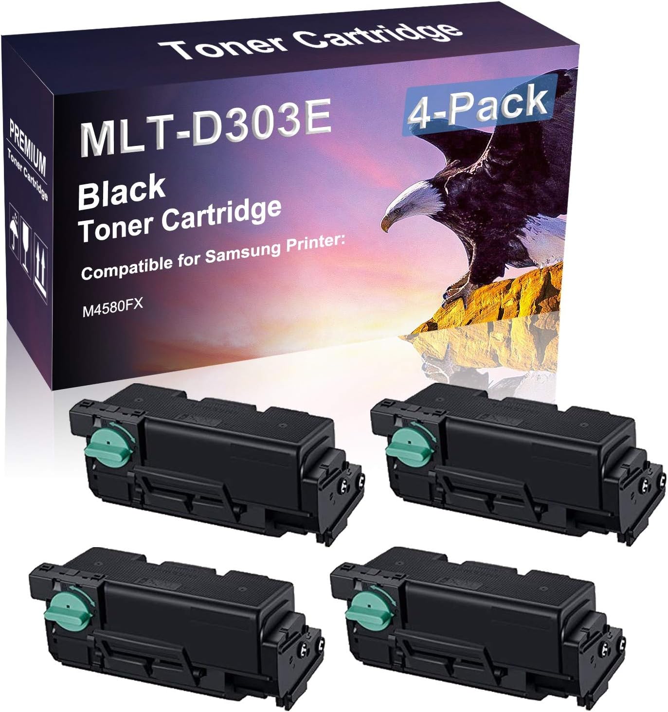 4 Pack (Black) Compatible High Capacity D303E MLT-D303E Laser Printer Toner Cartridge use for Samsung M4580FX Printer