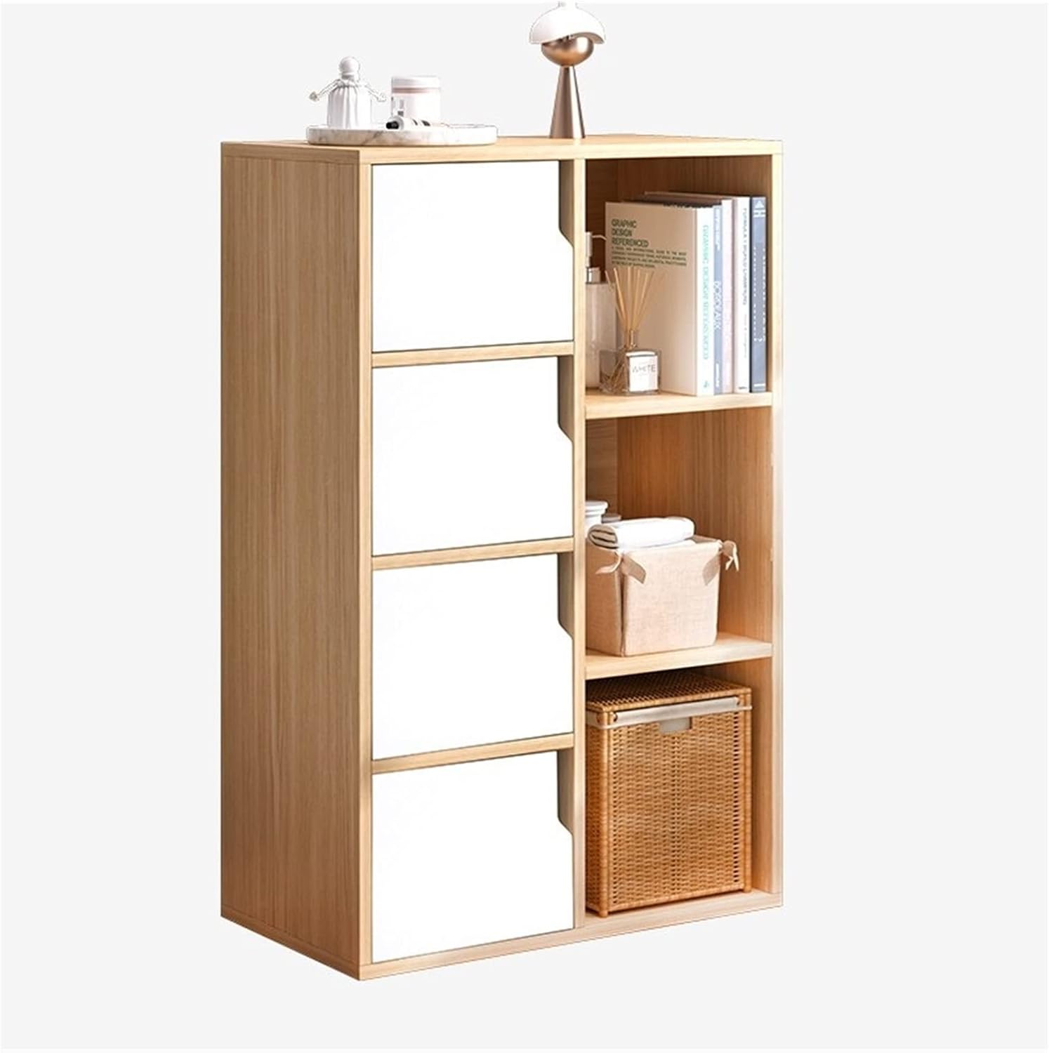 HIHELO Book Case Bookshelf Simple Storage Rack Multifunctional Bookshelf Cabinet Large Capacity Space Saving Multilayer Cabinet Shelf Floor Shelf Bookshelves