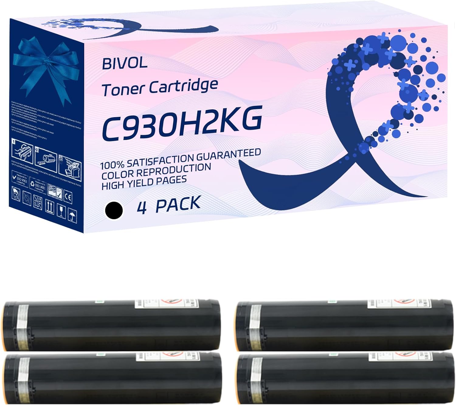 C930H2KG Toner Cartridge Compatible for Lexmark C935dn 935dtn 935dttn 935hdn Printers, with Chip, High Yield 38000 Pages, Vivid Colors (4 Pack Black)